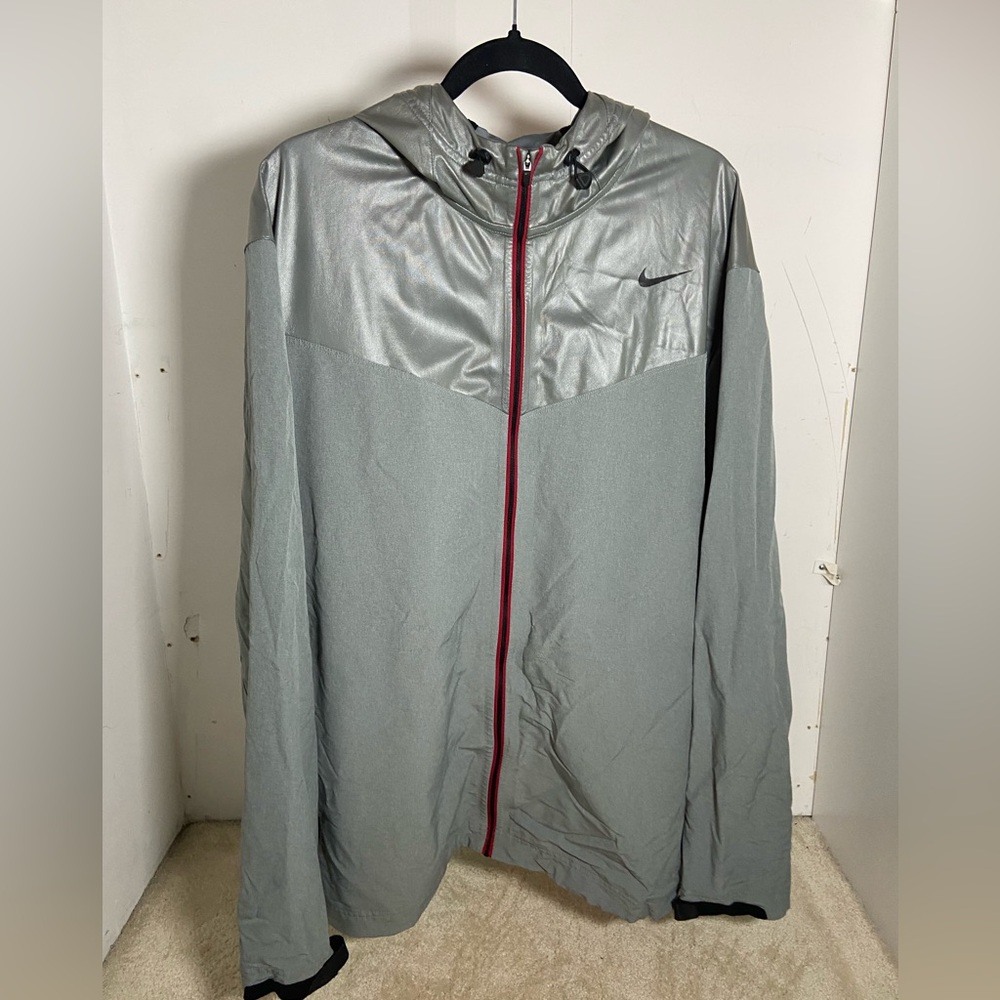 Nike Pro Training Full Zip Hooded Jacket Windbreaker Silver Grey Colorblock XXL